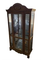 Wooden Glass Shelved Cabinet W/ Overhead Display