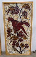 Beautiful Stained Glass Mosaic Framed Panel Birds