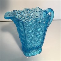 TEAL BLUE GLASS PRESSED GLASS PITCHER