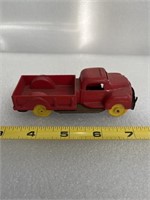BANNER DUMP TRUCK PLASTIC TOY 1950s IN RED &