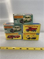 Vintage matchbox, cars, trucks, empty boxes