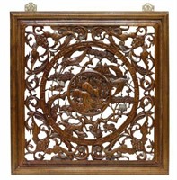 LARGE CHINESE ARCHITECTURAL CARVED WALL PANEL