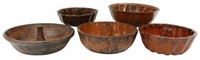 (5) AMERICAN REDWARE POTTERY MOLDS, 19TH C.