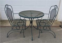 Mesh Iron Patio Table w/2 Spring Chairs