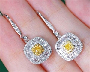 1ct natural yellow diamond earrings in 18k gold