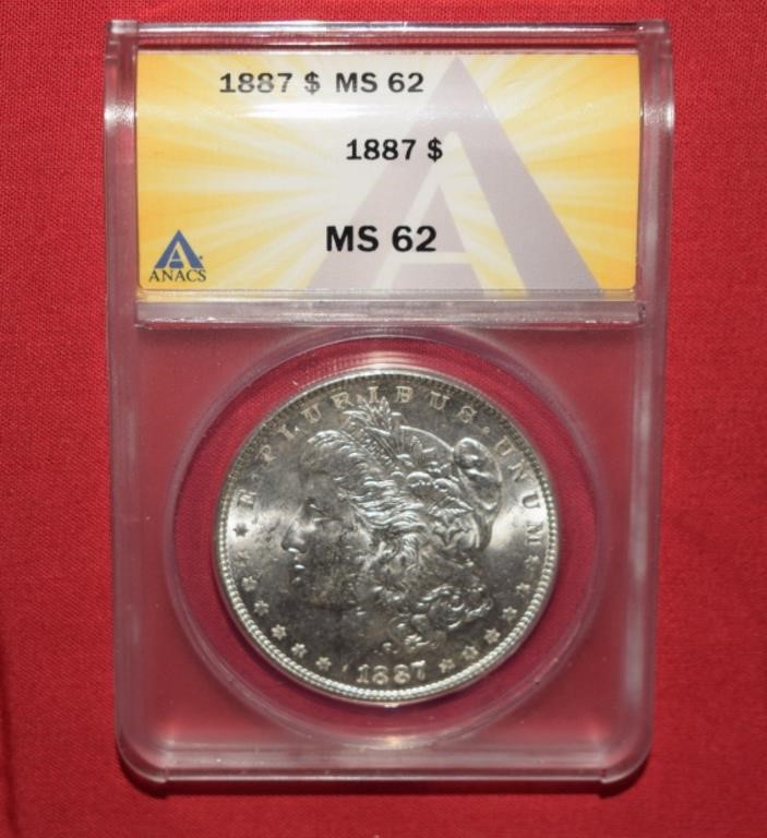 1887 Morgan Silver Dollar MS62  ANACS