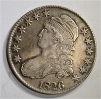 1826 CAPPED BUST HALF DOLLAR, XF/AU