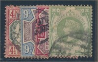 GREAT BRITAIN #117 & #120-122 USED FINE