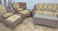 Six Piece Wicker Outdoor Furniture w/Cushions