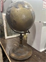 World globe metal and wood 20”H