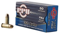 PPU PPH32AF Handgun  32 ACP 71 gr Full Metal Jacke