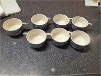 7 Blue and white cups - Currier and Ives ?