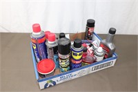 Tray Lot Of Cleaning Sprays And Oils