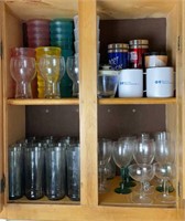 Cabinet of Glassware, Plastic Cups and more