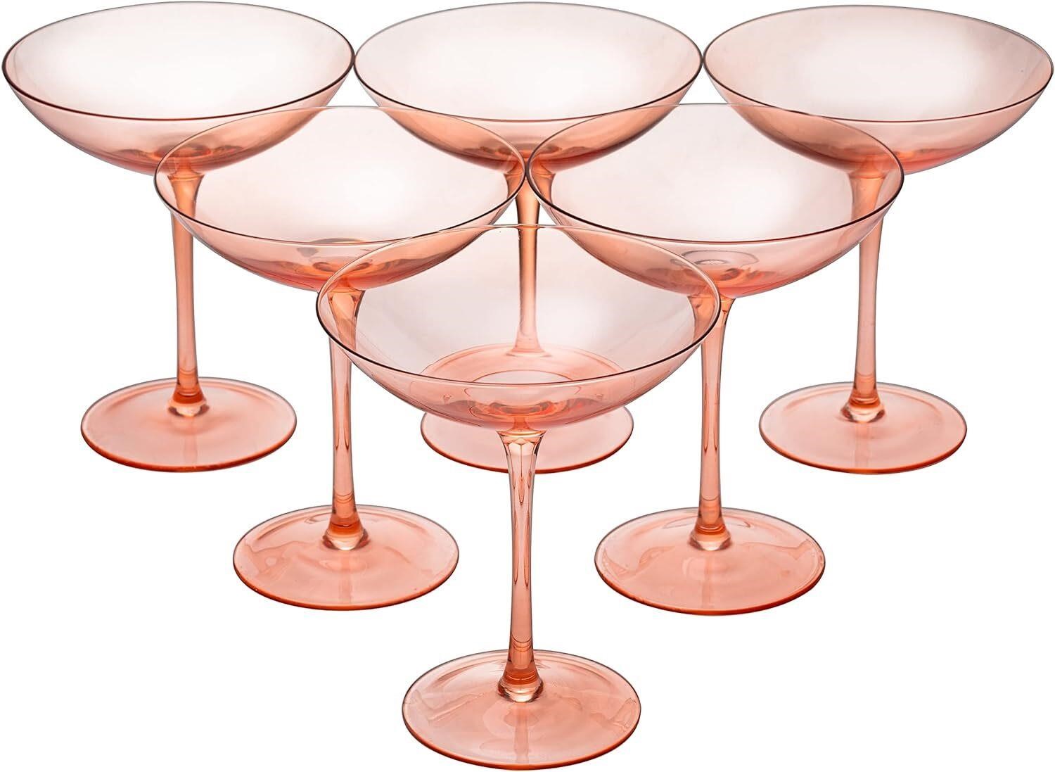 6 The Wine Savant Colored Vintage Glass Coupes