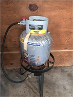 Propane burner base and propane tank