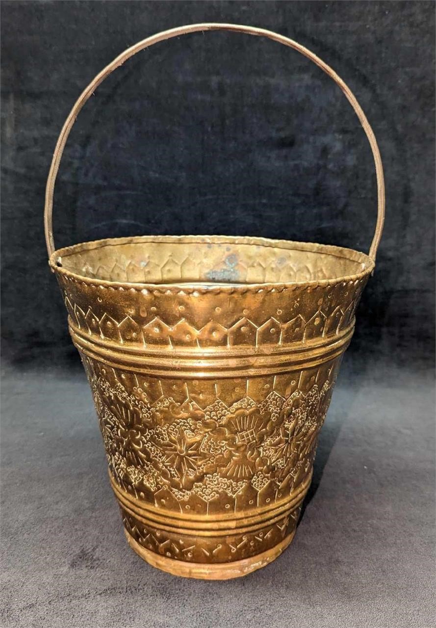 Vintage Brass Bucket With Handle