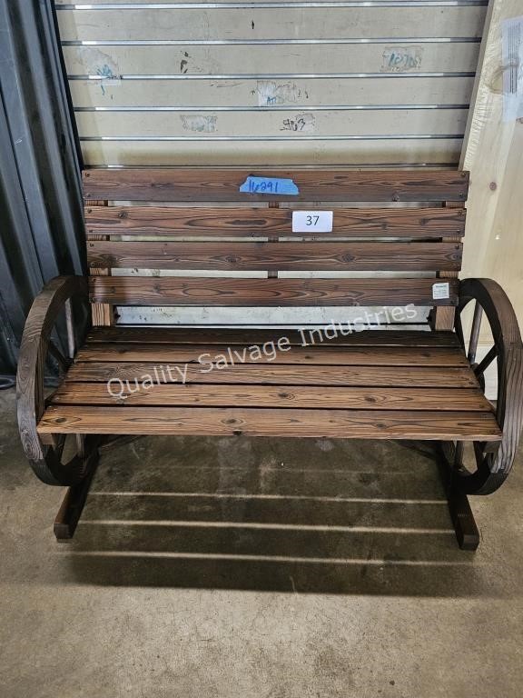 wooden wagon wheel bench