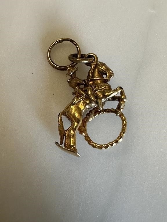 STERLING SILVER GOLD PLATE COWBOY CHARM