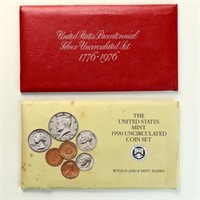 Bicentennial 1776-1976 and 1990 United States Coin
