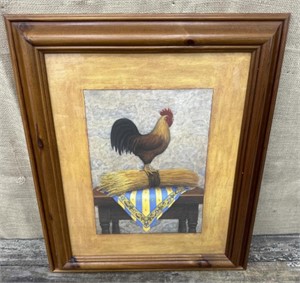 Framed J. Wiens rooster print approx 25”x20”