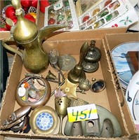 BRASS ITEMS, BELL, AND MORE, WHOLE BOX FULL