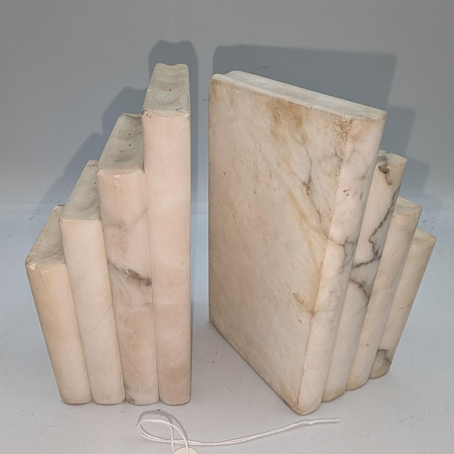 Pair Marble Stacked Book Themed Bookends