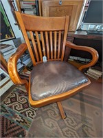 Padded Leather Banker Style Swivel Chair