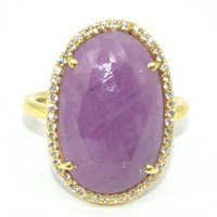 Gold plated Sil Ruby Cz(8.9ct) Ring