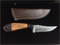 Damascus 6" Full Tang Skinner Knife