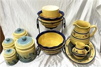 Pottery Pitchers, Bowls, Canister Sets. 2