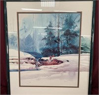 Large skiing watercolor