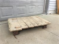 Wood Top Iron Base Pallet Table