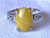 Vintage Yellow Cats Eye Ring