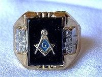Vintage Onyx Masonic Ring
