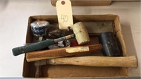 Assorted tools, hammer, rubber mallets, etc