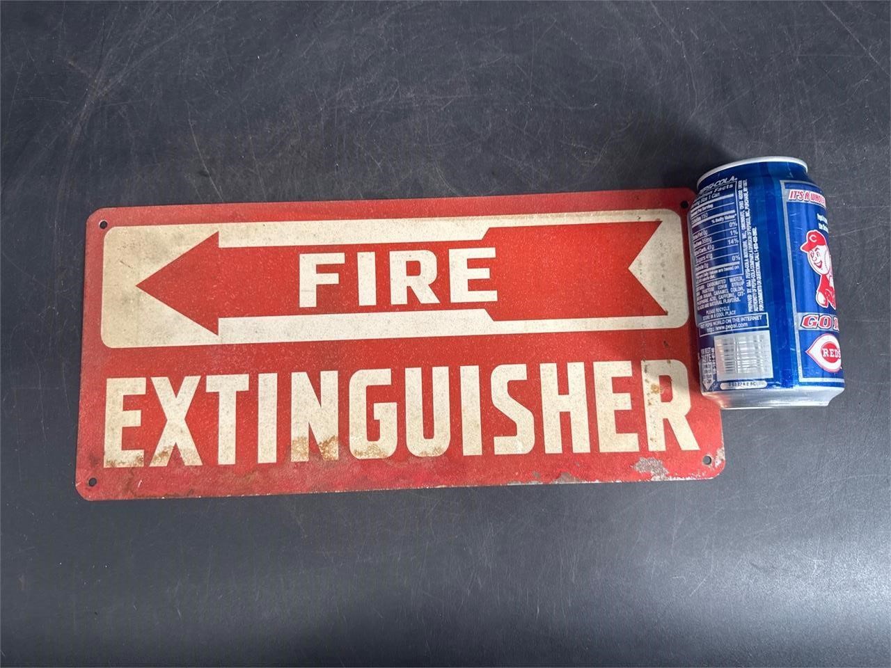 14X6" FIRE EXTINGUISHER SIGN OLD REFLECTIVE PAINT