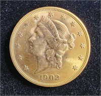 1902-S $20 DOUBLE EAGLE CORONET GOLD COIN