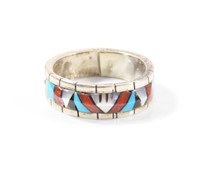 LUCIO ZUNI INDIAN STERLING SILVER RING SZ: 9.25