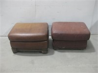 Two Leather Ottomans See Info