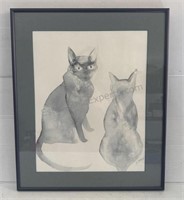 Watercolor Framed Cats by local artist Sharon