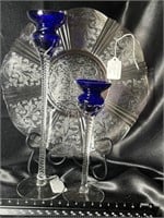 $$ Romanian Cobalt Twisted Clear Steam Candle