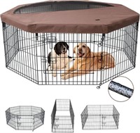 Foldable Silver Metal Dog Exercise Playpen Gate