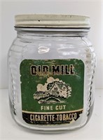 Old Mill Cigarette Tabacco Glass Jar