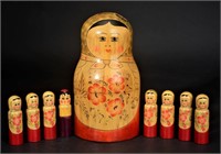 10" wooden Russian nesting dolls