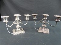 PAIR SILVER PLATE CANDLABRAS