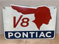 10 x 14 Pontiac V8 Metal Advertising Sign
