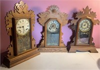 Lot of 3 Antique Kitchen Shelf Clocks