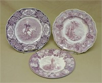 Historical Motif Mulberry Transferware Plates.