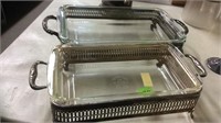 2 PYREX BAKING DISHES W/ SERVING STANDS